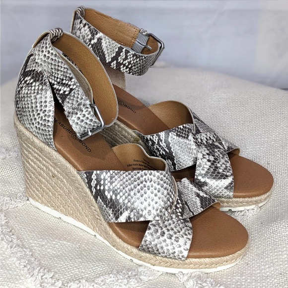 Treasure & Bond Shoes - Treasure & Bond Poppy Espadrille Wedge Snake Sandal Gray Women's Size 7.5 M